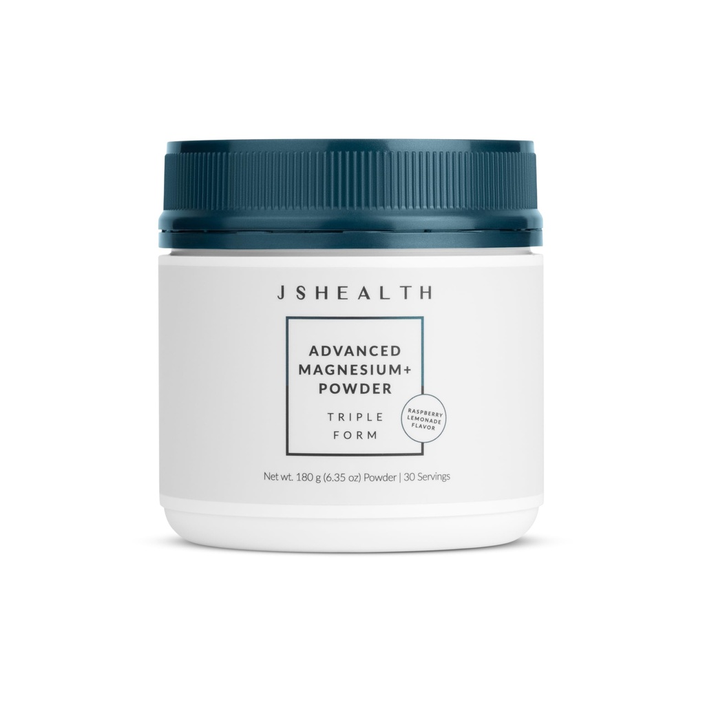 JSHealth Vitamins Advanced Magnesium+ Polvo con glinato de magnesio " Citrato - 3 Formas biodisponibles, 400 mg/horro