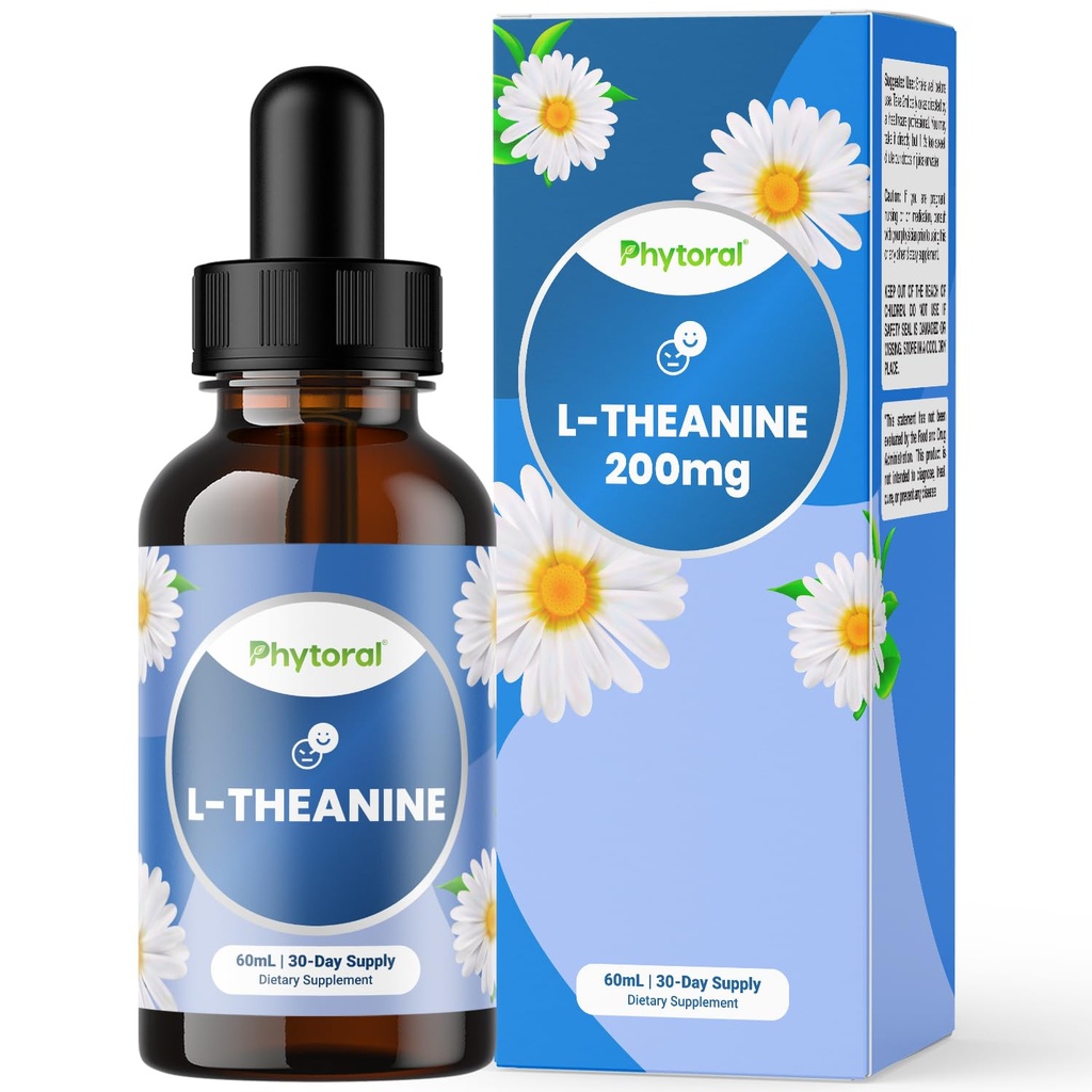 Phytoral Potent L-Theanine Liquid Drops - High Absorption L-Theanine for Kids & Adults Calm & Relaxation Support - Premium Quality Drops Ideal for Children and Adults Liquid - 2 Fl Oz