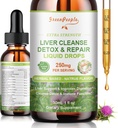 Detox & Reparación de gotas - Suplemento del hígado w/Milk Thistle Silymarin, Artichoke & Dandelion for Liver Detox & Support- 16x Potent Herb-Nutrients - 1Fl Oz Natural Flavor