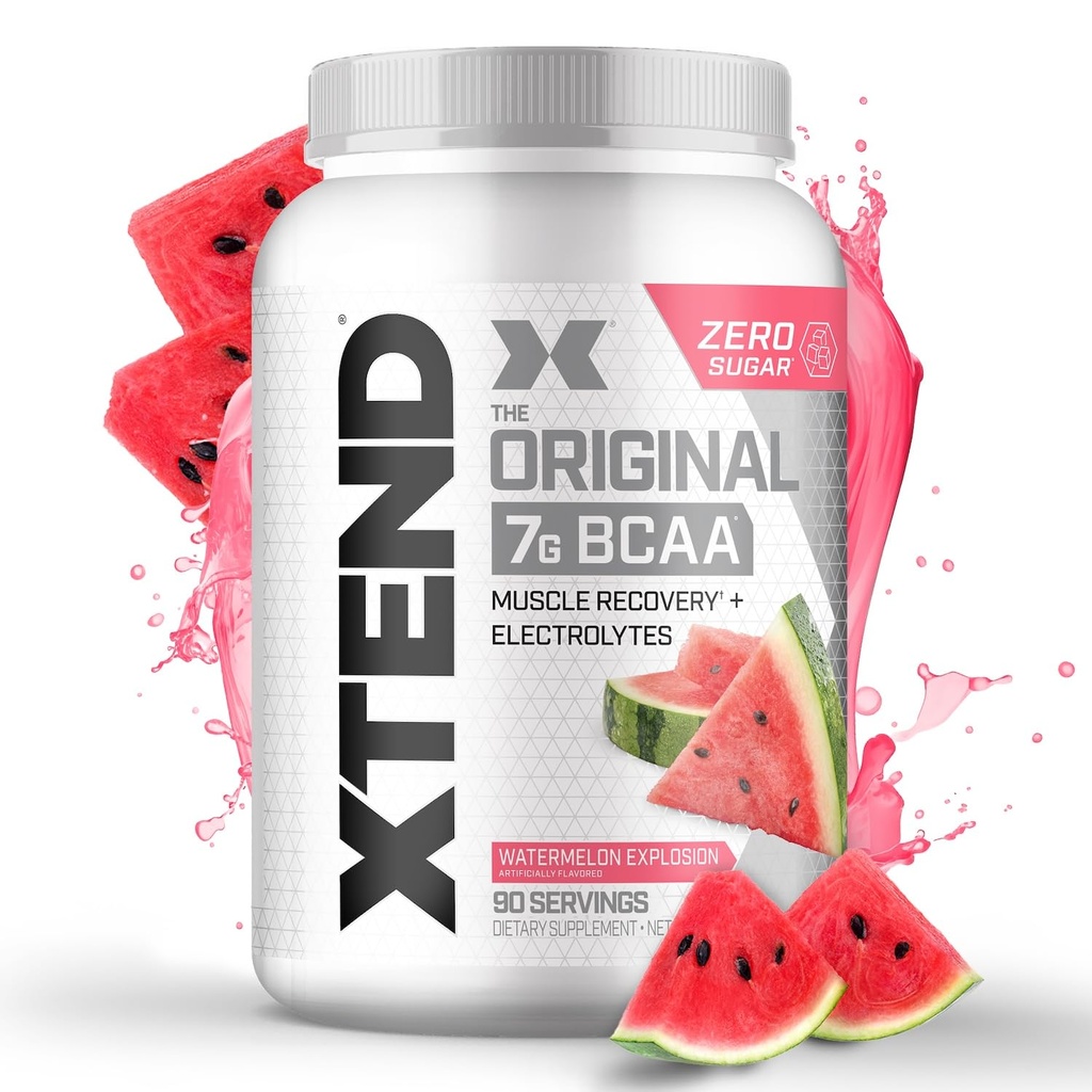Xtend Original BCAA Powder 7g BCAA y 2.5g L-Glutamina, Sugar Free Post Workout Muscle Recovery Drink with Amino Acids for Men &amp; Women, 90 Servings