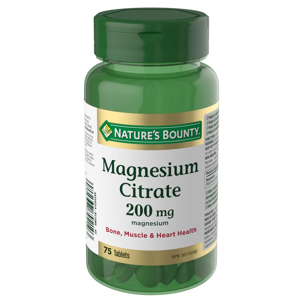 Citrato de magnesio de la naturaleza 200 mg, 75 comprimidos