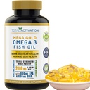 Suplemento de aceite de pescado Omega 3 – 2000 mg con EPA DHA &amp; Vitamina E – Burpless, triple fuerza de apoyo para hombres y mujeres – 120 Easy Swallow Softgels