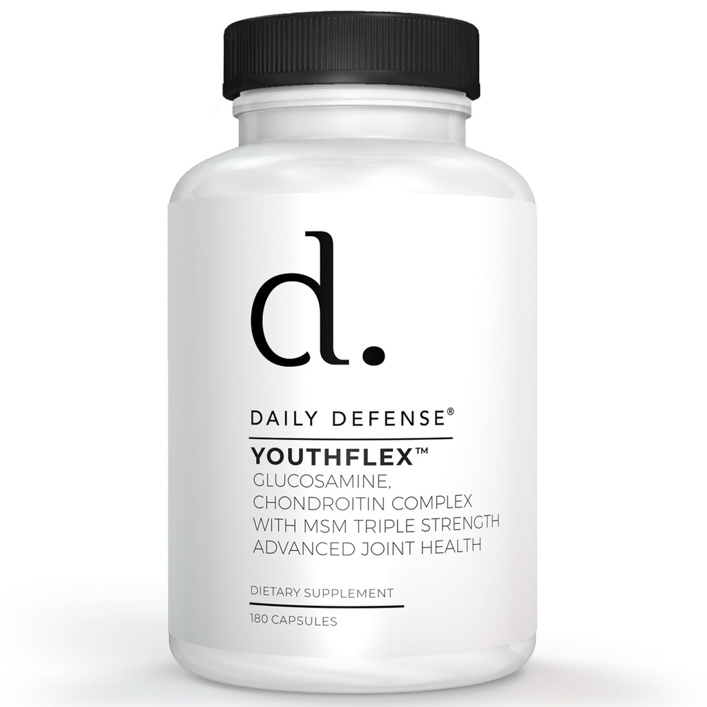 Glucosamina con Condroitina &amp; MSM Suplemento Conjunto - Suplemento de Apoyo Conjunto para la Movilidad de Mujeres Hombres " Flexibilidad - 180 cápsulas, Complejo de Glucosamina Youthflex, Hecho en EE.UU.