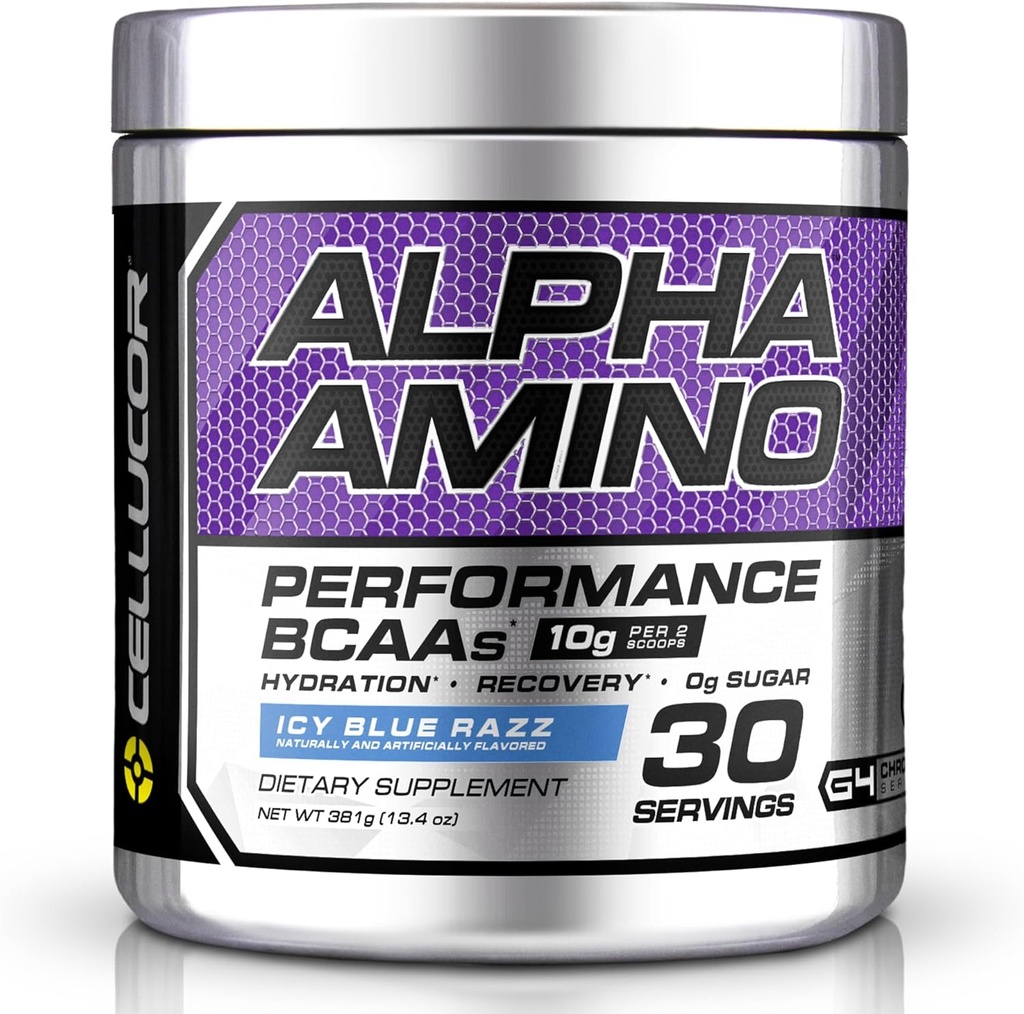Cellucor Alpha Amino EAA & BCAA Powder ← Cadena subdividida Aminoácidos esenciales + electrolitos  durable ICY Blue Razz ← 30 Servimientos