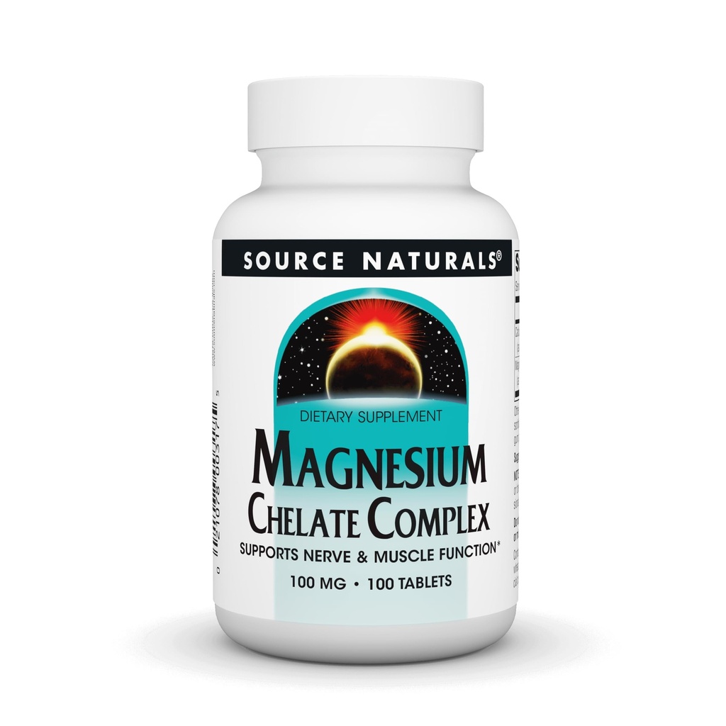 Fuente Naturals Complejo de Alambrado de Magnesio, soporta la función Nerve &amp; Muscle*, 100 mg -100 tabletas