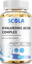 Cápsulas de ácido hialurónico SCOLA - 250mg HA + 10,000mcg Biotin, 60 Cápsulas veganas vivieron Hidratación profunda, Peluquería & Nail Support ← Non-GMO Formula