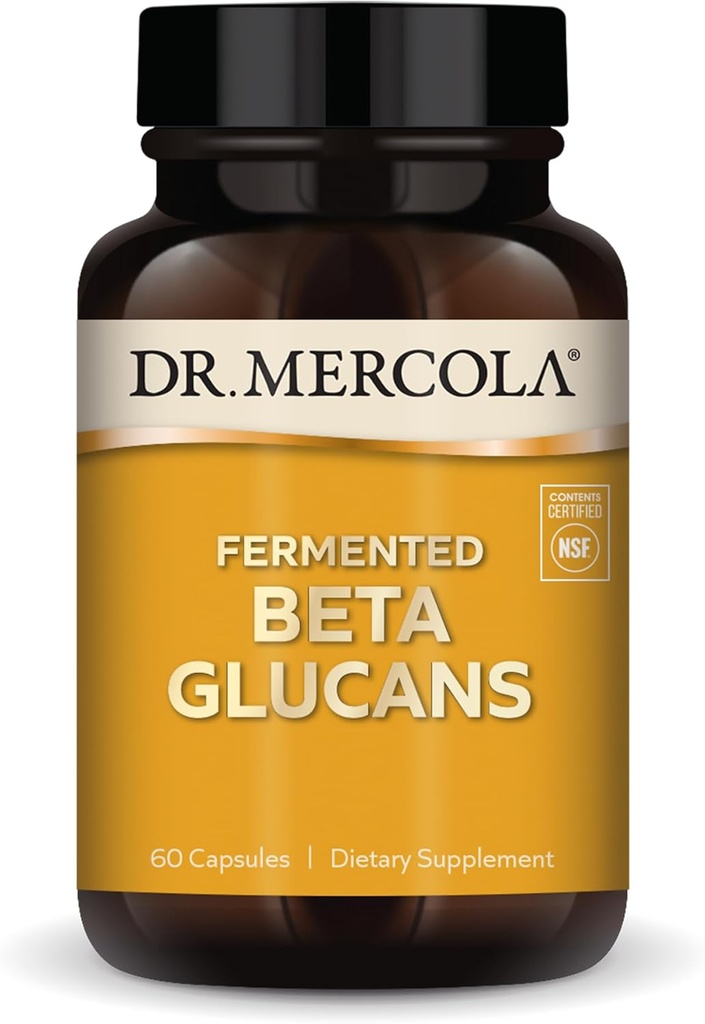 Dr. Mercola Fermented Beta Glucans, 30 Servings (60 Capsules), Suplemento dietético, Apoyo Inmunitario, No GMO, NSF Contents Certified