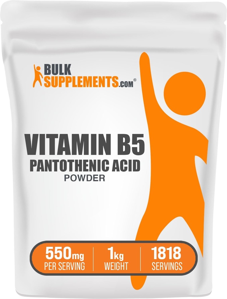 [BRSWIF36AIIB2CY5] BulkSupplements.com Vitamina B5 Powder - como pantotenato de calcio, vitaminas B5 - Gluten Gratis, 500 mg de vitamina B5 Pantoténica Ácido por servicio, 1kg (2,2 libras) (Pack of 1)