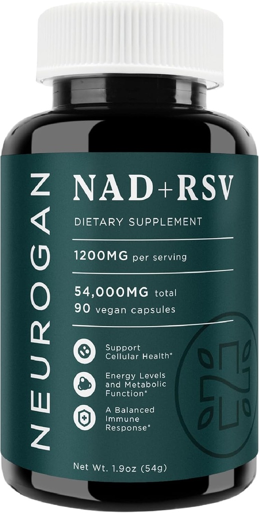 [BRSRAFQFB4HAY2AZ] Neurogan NAD+ con cápsulas de resveratrol 1:1 Relación - 1200mg Por Serving, 90 Ct - Salud Celular y Suplementos de envejecimiento saludables, Energía & Apoyo Inmunitario - Nicotine Adenine Dinucleotide Suplemento NAD+