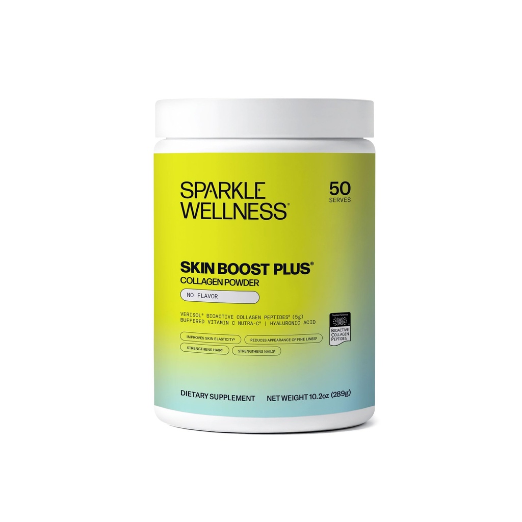 Sparkle Wellness VERISOL Bioactive Hydrolyzed Collagen Peptides  Collagen Powder Suplemento con Vitamina C &amp; Hyaluronic Acid for Hair, Skin y Nail Health ← Skin Boost Plus (No Flavor) [50-Serves]