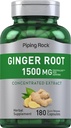 Piping Rock Ginger Root Capsules Silencio 1500 mg Silencio 180 Conde Silencio No GMO, Gluten Suplemento Gratis