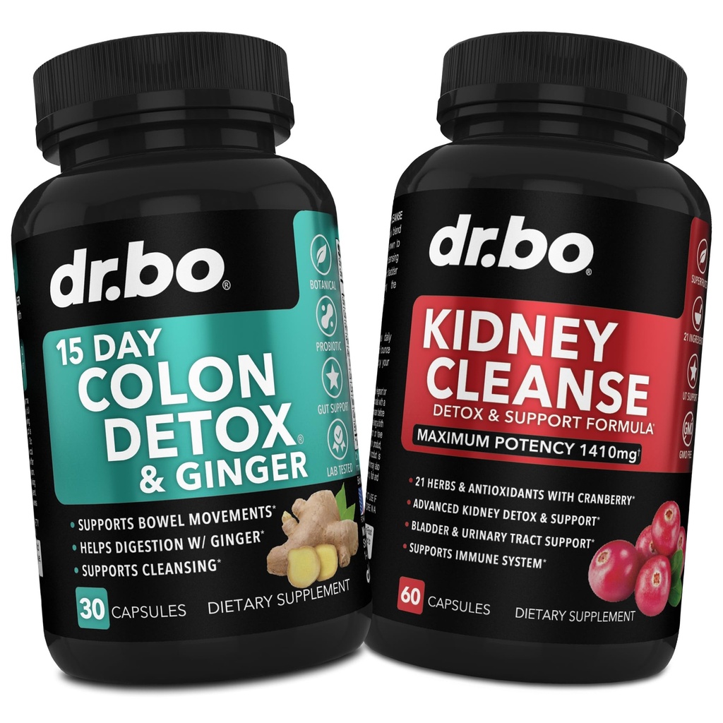 Colon Cleanser Detox " Kidney Cleanse - 15 días Colon Cleanse Pills with Ginger " Kidney Detox Support Supplement Cranberry - Bowel Movement Supplements for Intestinal Stomach Bloating Gut & Kidneys