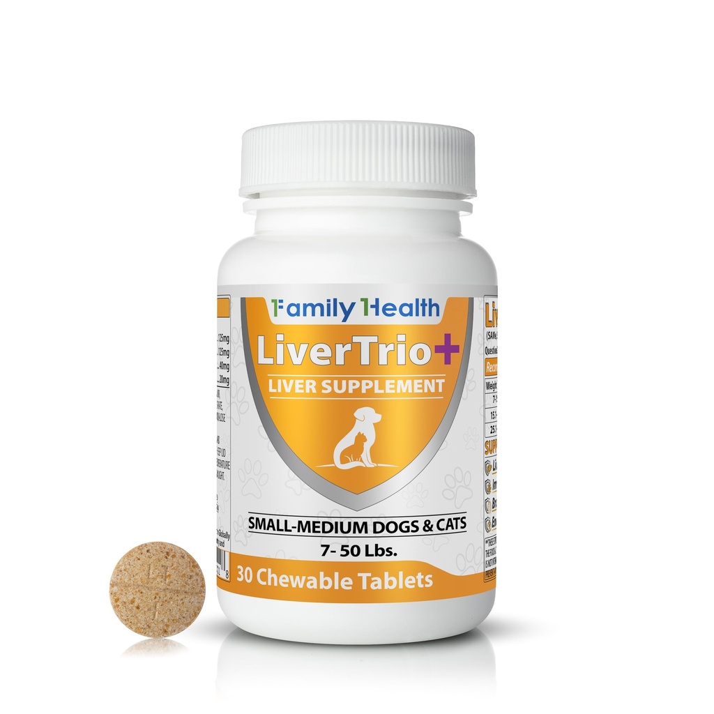 Comprehensive Liver Support Supplement for Smaller Dogs. Flavorful Chewable Tablets Combining Same, SPC, Silybin A+B, + Glutathione 30Ct (Small - Medium)