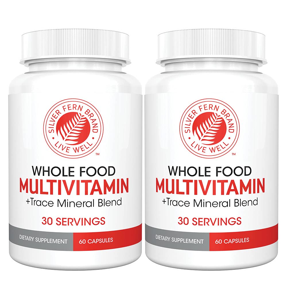 Fern de Plata Alimento completo Multi vitamina w/Trace Mineral Blend Suplemento - 2 Botellas - 60 Vegicaps Cada - 60 Day Supply - Natural, Non-GMO, Vegan, Multivitamínico para Mujeres - Zero Synthetics