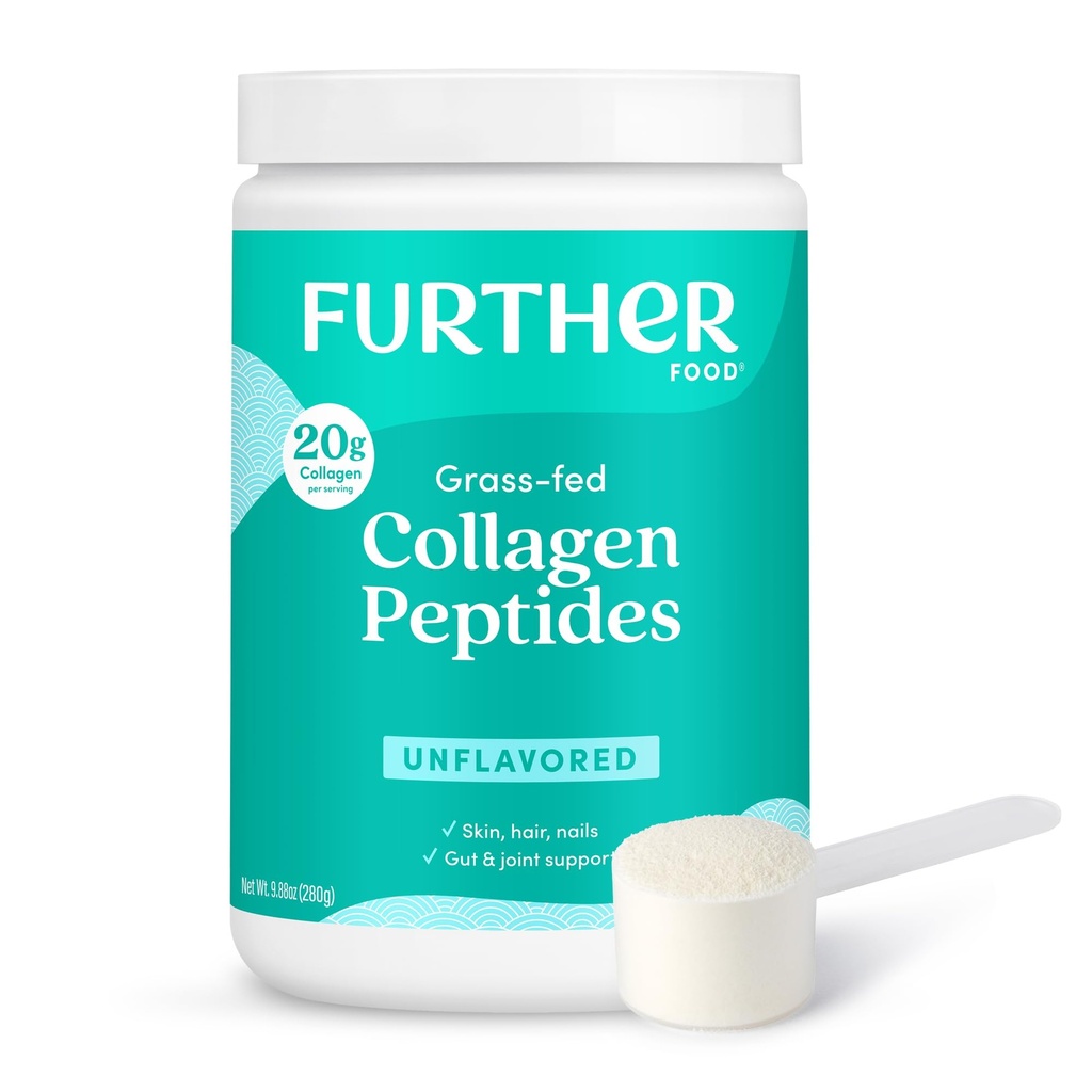 Péptidos de colágeno de sabor adicional Polvo, pastizales de pasto raído Tipo 1 & 3 Proteína, Gut Health + Conjunto, Cabello, Esquí, uñas, Paleo Keto Sin azúcar 9.88 oz