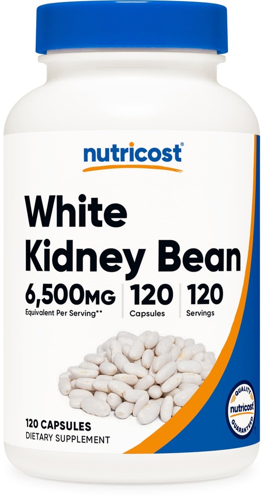 Nutricost White Kidney Beans Capsules 6,500mg Equivalente, 120 Capsules - Vegetarian Caps, Gluten Free y GMO Gratis