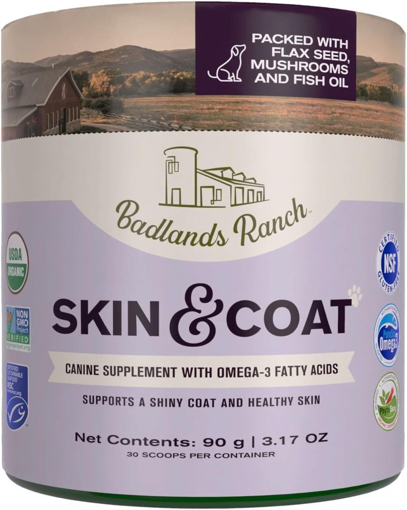 Skin & Coat Canine Supplement w/Omega-3 Fatty Acids, Org. Ingredientes, Antioxidante Topper, Nourish Coat &Paws, Joint, Support Shiny Coat & Healthy Skin by Katherine Heigl (30 Scoops)