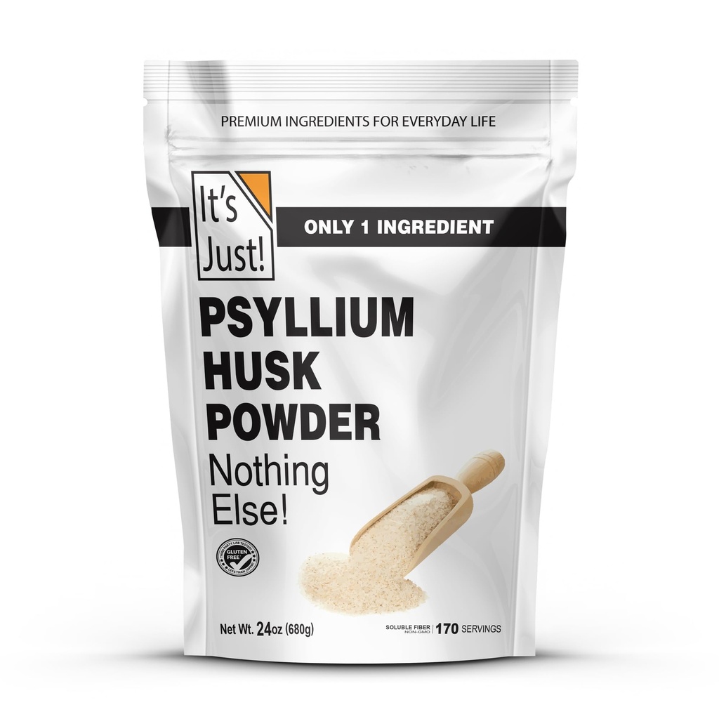 ¡Es sólo! - Psyllium Husk Powder, Easy Mixing Fiber dietético, Limpiar su sistema digestivo, Powder finamente terrestre, Ideal para el horno de Keto, No GMO (Desarrollado, 24oz (Pack de 1))
