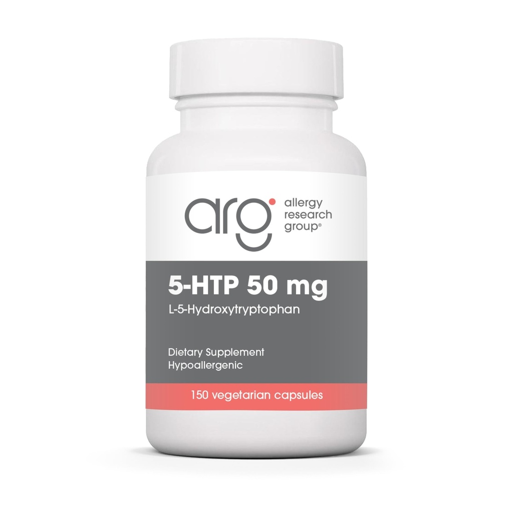 Allergy Research Group ARG 5-HTP 50-50 mg 5-Hydroxytryptophan - Mindset, Sleep & Appetite Regulation Support - Griffonia Simplicifolia Extract - Vegetarian Capsules - 150 Servings - 150 Capsules