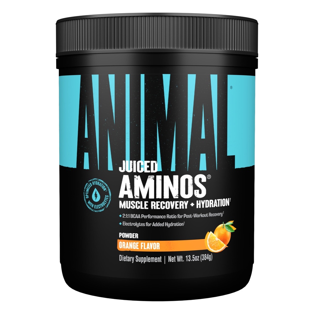 Animal Juiced Amino Acids - BCAA Powder EAA Matrix Plus Hidratación con electrolitos y sal marina Recuperación y rendimiento mejorado, Orange Flavor, 30 Servimientos