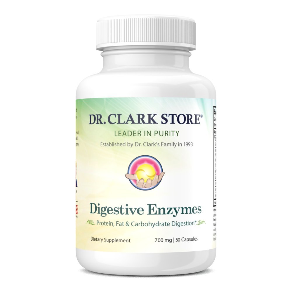 Dr. Clark Digestive Enzymes Suplemento – 700mg, 50 Gelatin Capsules, promueve Digestive Health & Gut Function