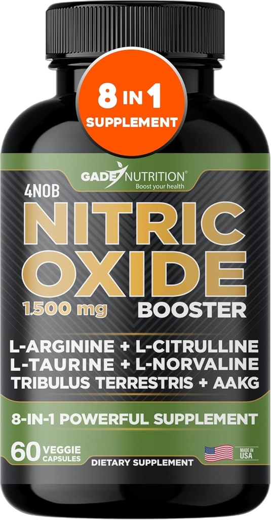 [BRSROHQYCQOWKA33] Gade Nutrition Nitric Oxide Suplemento - L Arginine Capsules - Ayuda a mejorar la energía, la resistencia y el rendimiento - Pre Workout - Muscle Builder - con todos los aminoácidos esenciales y Maca Root