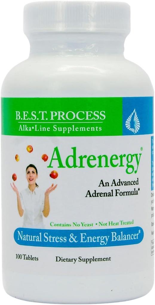 Adrenergy (6 Pack) Best Process Alkaline — Natural Adrenal Support with Adrenal Gland Extract, Adaptogens, Vitaminas & Minerales