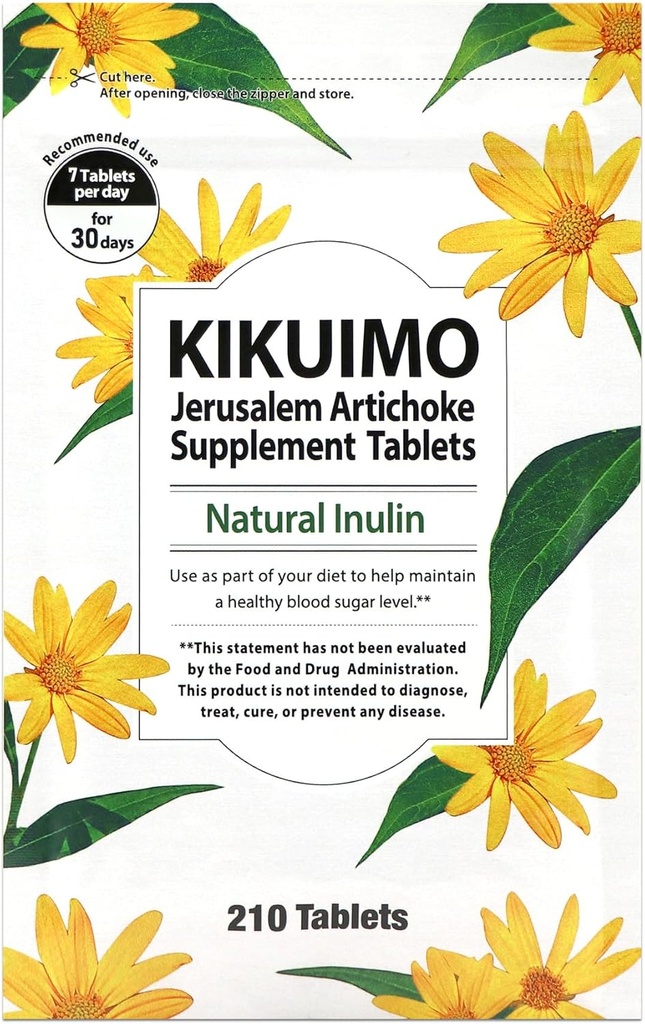 [BRSRMAITDJ5RAGTL] NAFFY KIKUIMO Suplemento de Artichoke de Jerusalén -Inulina, Fibra dietética, Orgánica, Hecho en Japón, 210 Tabletas