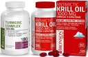 Curcumina de Turmérica Bronson con soporte articular BioPerine High Potency Premium + Aceite de Krill Antártico Bronson 1000 mg con Omega-3 EPA, DHA