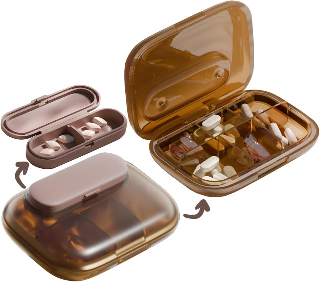 Organizador de Píldora de Píldora MURRI limitada, 6 Compartimientos Pequeño Contenedor de Píldora, Caja de Píldora diaria para mantener vitaminas, Caja de Píldora portátil para el tratamiento de púrpura