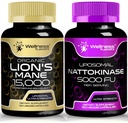 WELLNESS LABSRX Lions Mane Supplement Capsules with Nattokinase Capsules ← Bundle