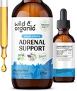 Wild & Organic Adrenal Support Tintura para Positivo Outlook - Complejo Adrenal con Ashwagandha, Rhodiola Root de Rosea - Suministro de 1 mes - Vegan, No Sugar & Alcohol - 2 fl oz
