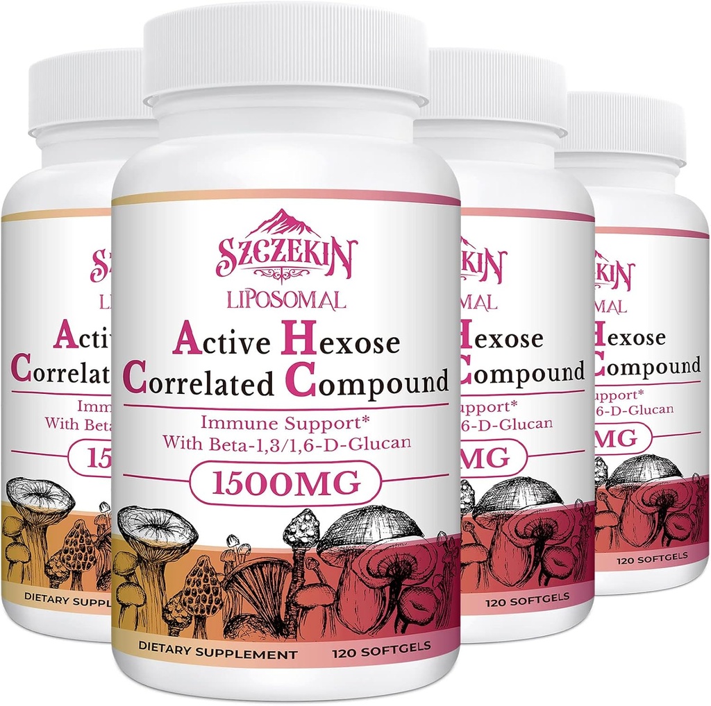 1.500mg Liposomal Active Hexose Correlated Supplement,480 Soft Gels Beta-Glucans with Natural Mushroom Extract, Immune System, Liver Function, Maintain T-Cell & Killer Cell Activity
