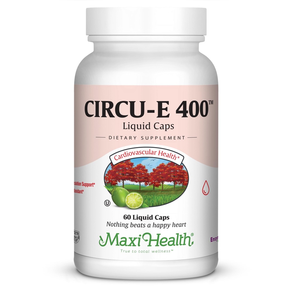 Maxi Health Circu-E 400 IU - Vitamina Natural E - Apoyo al Sistema de Defensa del Cuerpo - 60 cápsulas - Kosher