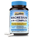 Magnesio Complejo de Magnesio Suplemento 6 en 1, 1160mg Magnesio Chelated para Max Absorción, Ayuda con mejor sueño, relajación &amp; Nerve Calm, 240 cápsulas Vegan, no GMO &amp; Gluten Gratis