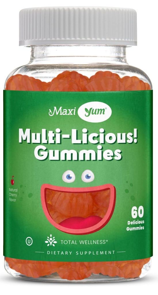 Maxi Health Multivitamin Gummies Vitaminas para Adultos &amp; Niños - Cherry Flavored Gummy Multivitamins - 60 vitaminas para mujeres y hombres - Daily Multi Vitamina Mujeres &amp; Hombres Multivitaminas Gummies