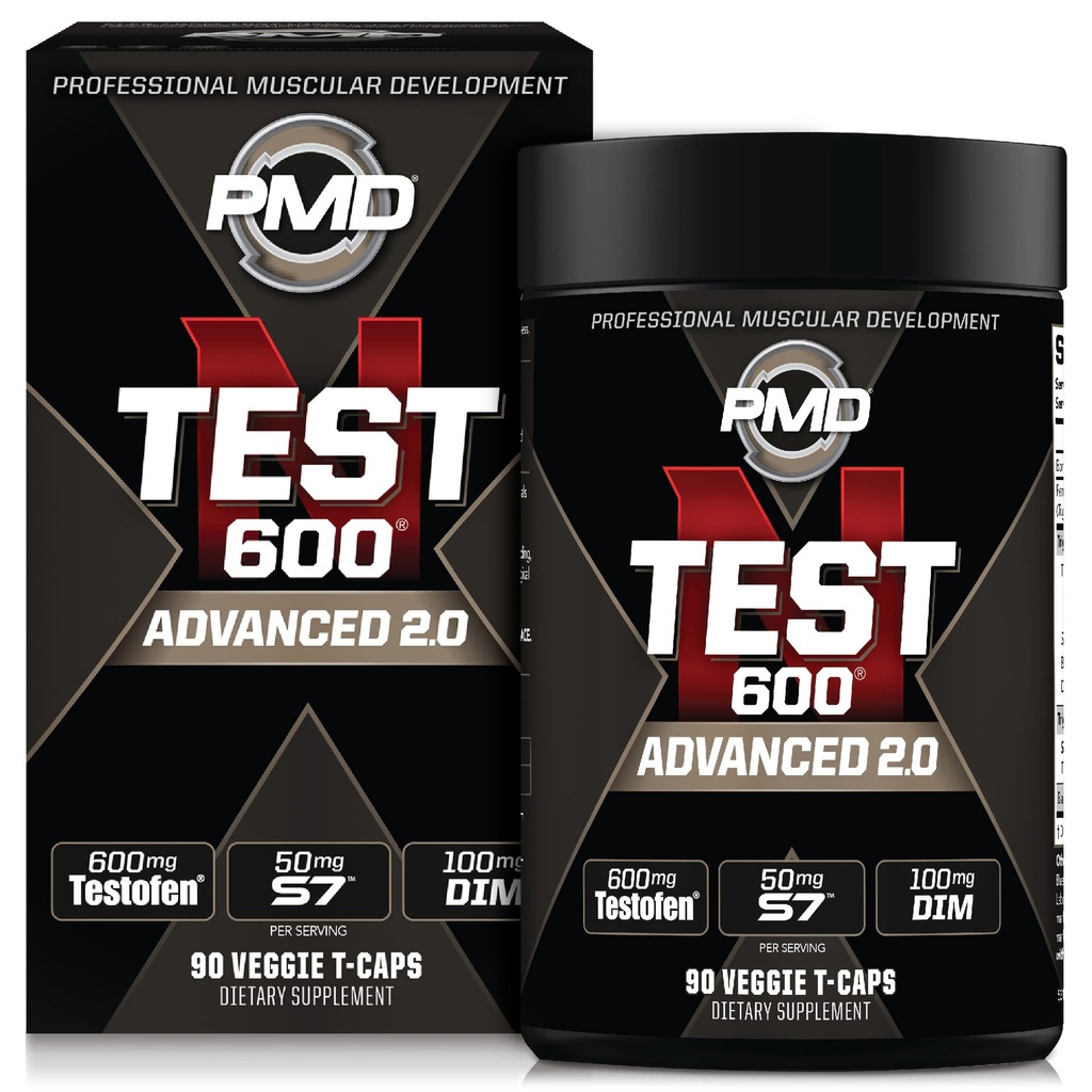 PMD Sports N-Test 600 Advanced Nitric Oxide Booster for Hombre - con clínicamente estudiado Testofen - Lean Muscle y Strength Gains con supresión de estrógeno (90 Veggie -Caps)