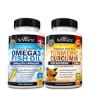 Triple Fuerza Omega 3 Fish Oil Softgels (2 Mes de Suministro) Más Curcumina Turmérica con Pepper Negro Extracto Complejo de 1500 mg (2 Mes de Suministro)