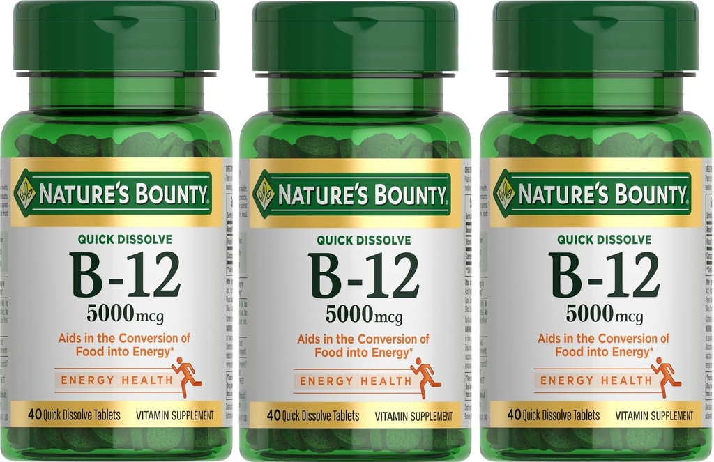 Vitamina B-12 5000 mcg de la naturaleza, 40 tablas de disolver rápido (Pack of 3)