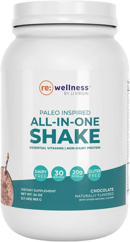 Reignite Wellness by JJ Virgin peru Chocolate Paleo-Inspired All-in-One Shake TEN Gluten Gratis + Dairy Free Protein Powder ← Contiene 20G de Beef Protein con Vitaminas, Minerales, Aminoácidos Silencio 30 Servimientos