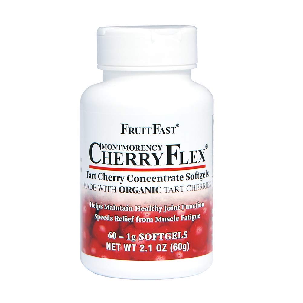 FruitFast CherryFlex 100% Red Tart Organic Cherry Concentrate Supplement - Chewable Softgel - 60 Count - Non-GMO and Gluten Free - Promotes Healthy Joint Function*
