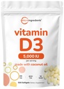 Micro Ingredientes Vitamina D3 5,000 UI, 500 Softgels  durable Virgin Coconut Oil ¦ Cholecalciferol Form ¦ Bone, Immune & Heart Support ← Fácil de Swallow, No GMO