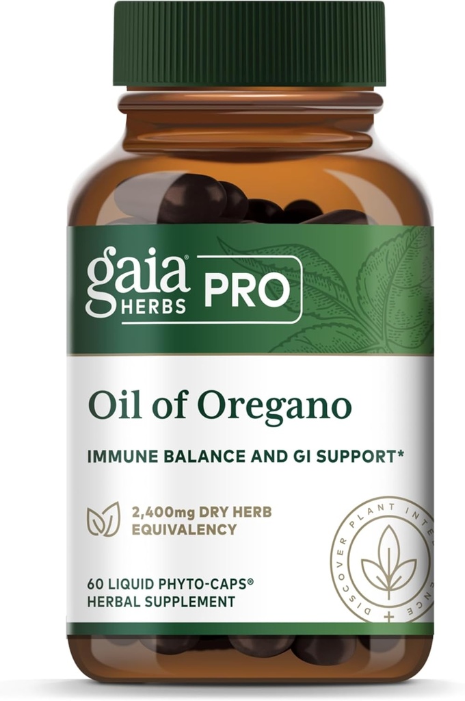 [BRSRAHQPDJ7RADTB] GAIA HERBS PRO Oil of Oregano - Suplemento de Apoyo Inmunitario - Carvacrol " Thymol for Antioxidant Support - Gut Health " Wellness Formula* - 60 cápsulas veganos (60 piezas)