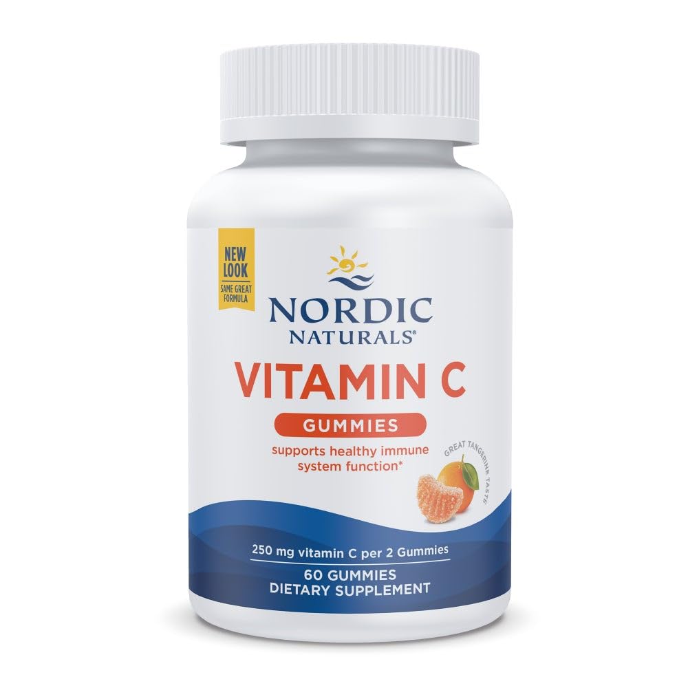 Naturales nórdicos Vitamina C Gummies, Tángerina Tarta - 60 Gummies - 250 mg Vitamina C - Apoyo Inmunitario, Protección Antioxidante, Crecimiento Infantil &amp; Desarrollo - No GMO, Vegan - 30 Servimientos