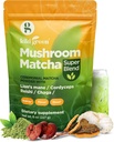 KIKI Mushroom verde Matcha Super Blend - Matcha Powder con Lion's Mane, Chaga, Reishi, Cordyceps - Mushroom Coffee Alternative for Energy, Focus, Immunity - 8 oz, 40 Servings