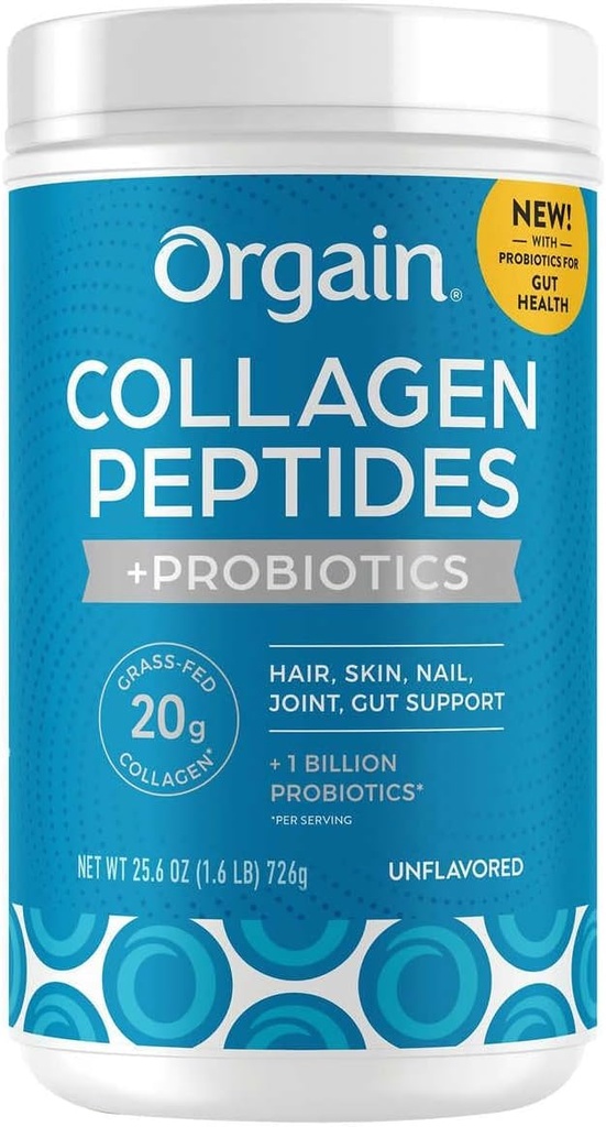 Colágeno de orgaina +Superalimentos con 20 gramos de colágeno de grano y vitamina C, desaliñado, 25,6 oz