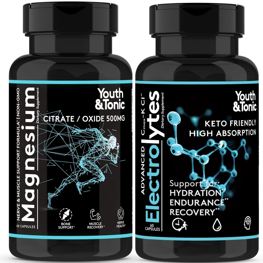 2pk sometida Alta Absorción Complejo de Magnesio + Electrolitos Pills - Mag Minerals Vitaminas Ø Premium Magnesium Citrate Suplemento de Oxido de Cifras de Legión Hueso muscular Sore Soporte Resistencia Recuperación Nerve Salud