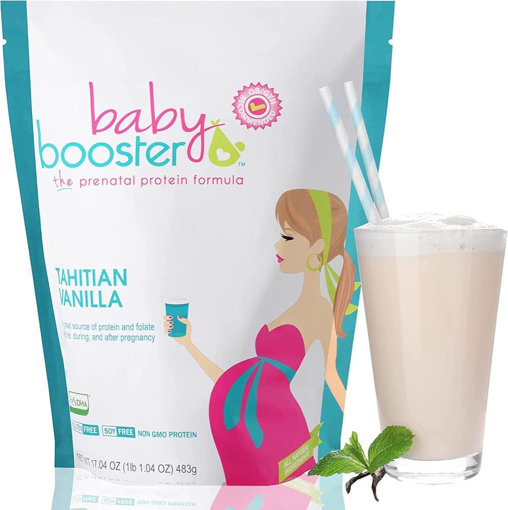 [BRSWIAAZCMBRY2TC] Baby Booster Tahitian Vanilla Prenatal Vitamin Suplemento y Protein Shake, Caffeine Free, All Natural, Vegetarian DHA, High Protein, Methyl Folate, B Vitaminas, Great for Morning Sickness, 1 lb