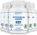 Potasio Iodide Tablets 130 mg EXP 10/2025, Kosher Iodine Tablets, Thyroid Support – 5 Pack tención 300 Tablets Total