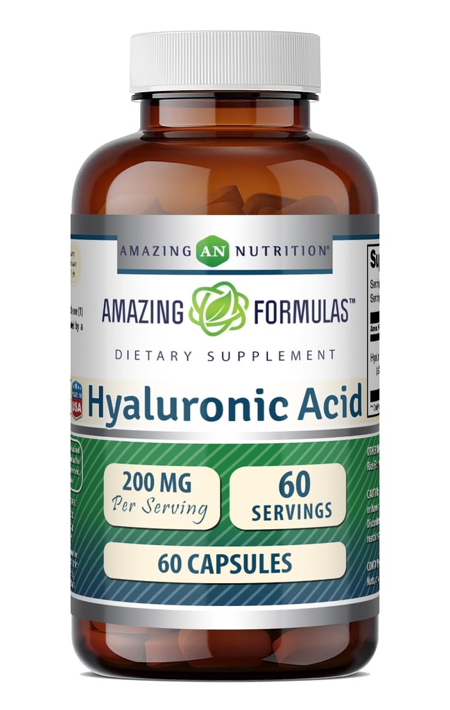 Amazing Formulas Hyaluronic Acid 200 Mg Por Serving Capsules Suplemento Silencio Non-GMO Silencio Gluten Free ← Made in USA (60 Count)